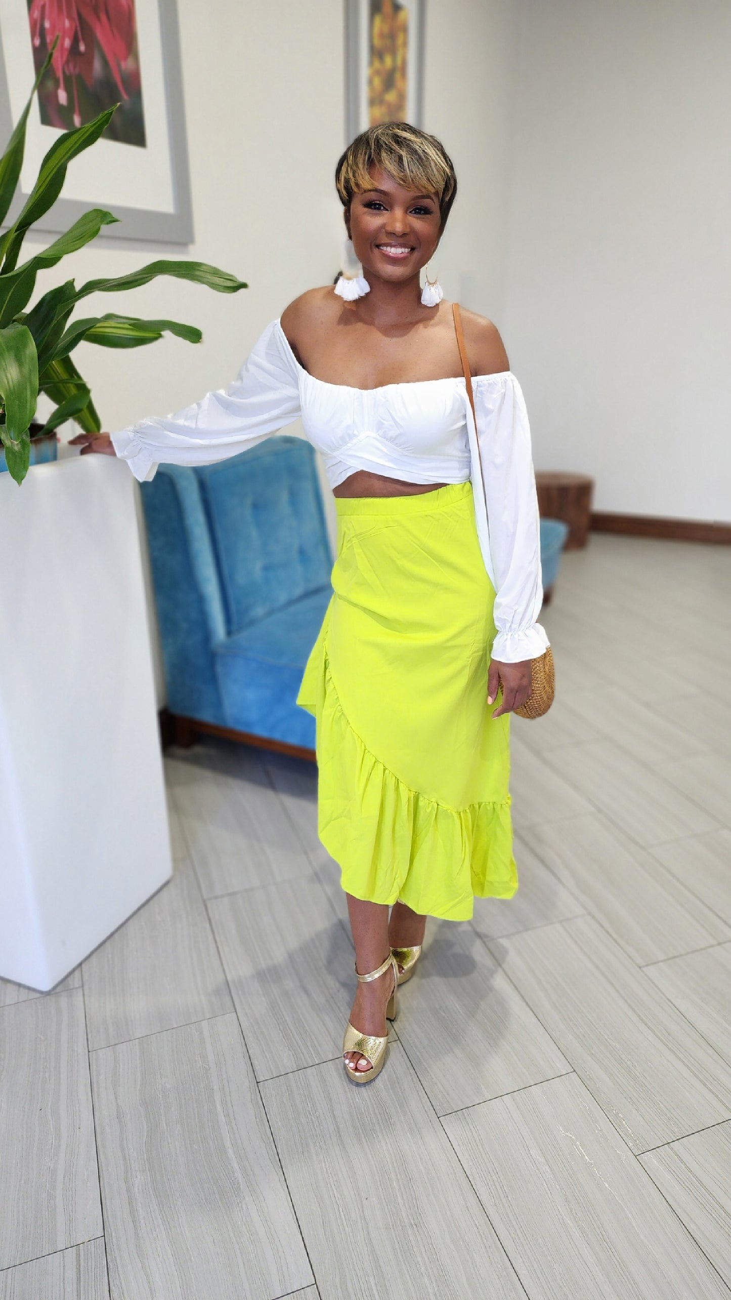 Lemon Lime Asymmetrical Skirt